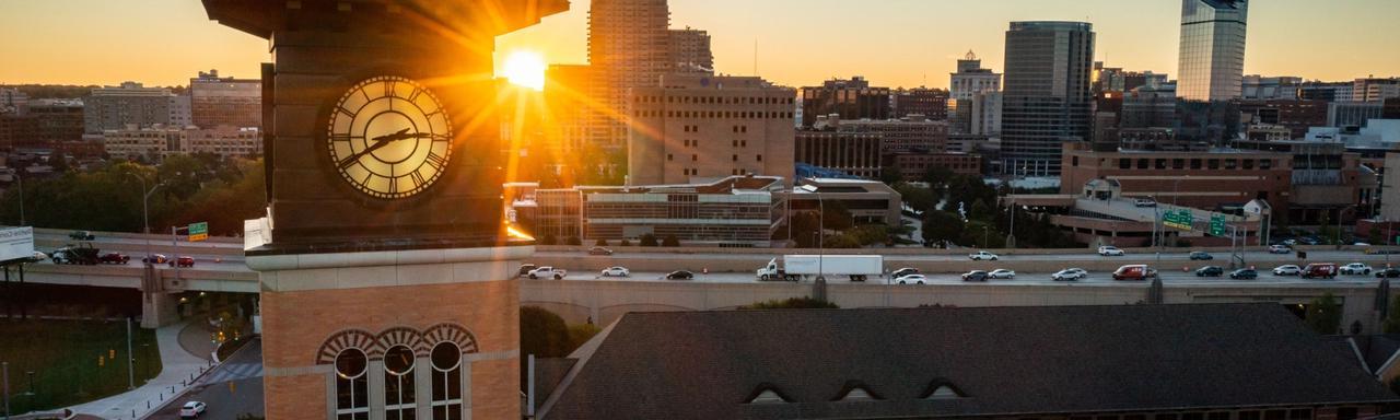 Downtown campus clock tower skyline